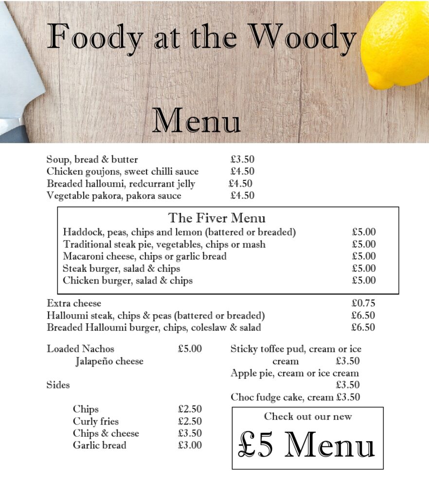 Menus The Woodside Inn